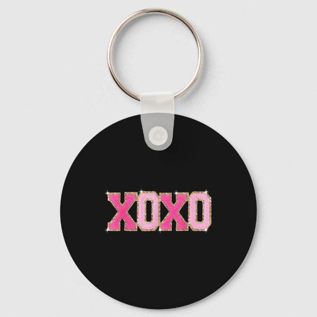 Chenille Patch Sparkling Xoxo Valentines Day  Key Ring (Front)