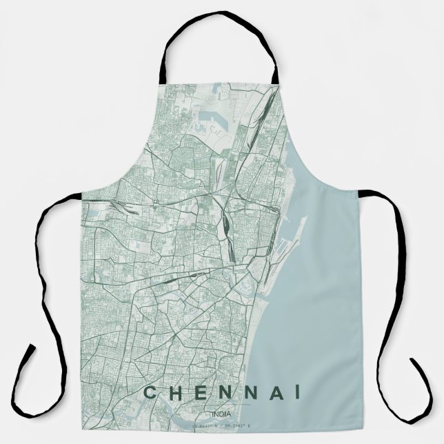 Chennai India City Map Minimal Design Apron (Front)