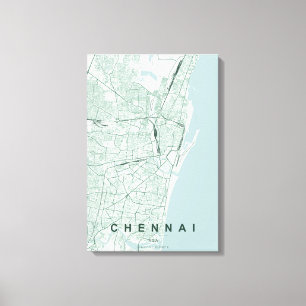 Chennai India City Map Minimal Design Canvas Print