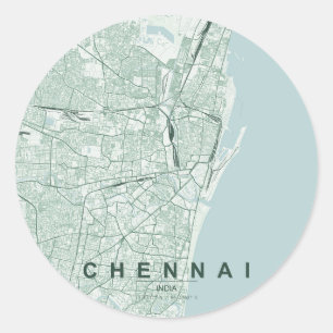 Chennai India City Map Minimal Design Classic Round Sticker