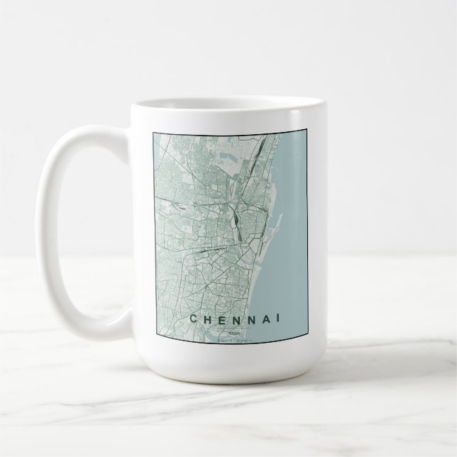 Chennai India City Map Minimal Design Coffee Mug (Left)