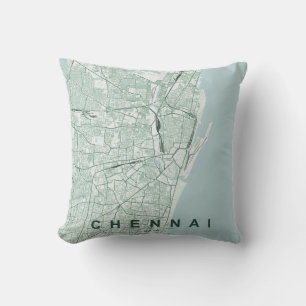 Chennai India City Map Minimal Design Cushion