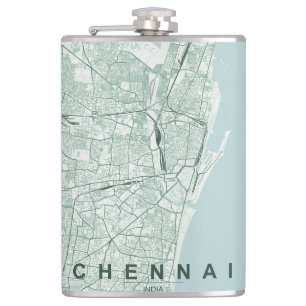 Chennai India City Map Minimal Design Hip Flask