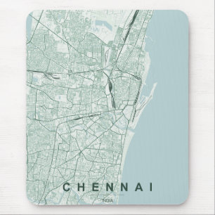 Chennai India City Map Minimal Design Mouse Mat