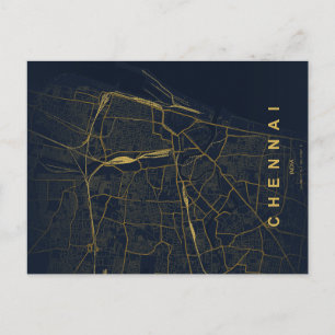 Chennai India City Map Minimal Design Postcard