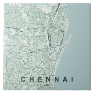 Chennai India City Map Minimal Design Tile