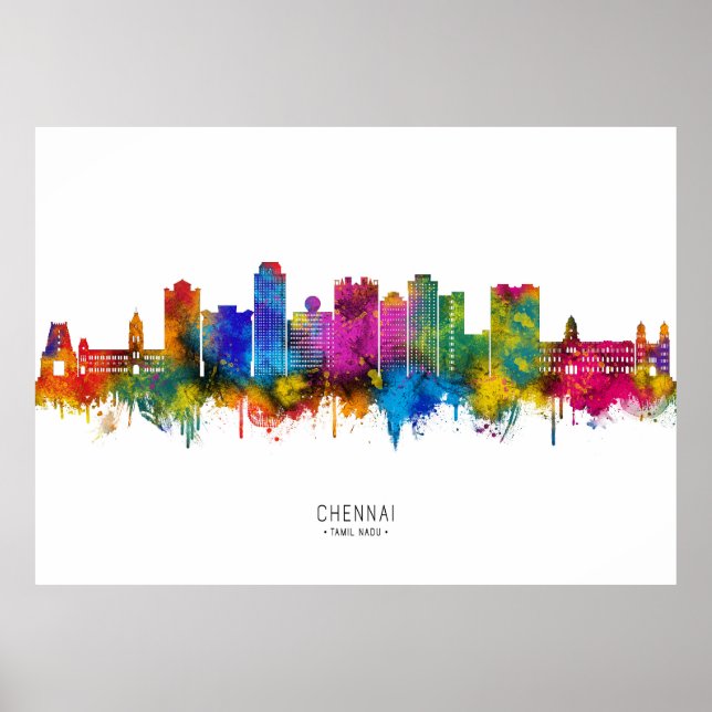 Chennai India Skyline Poster (Front)