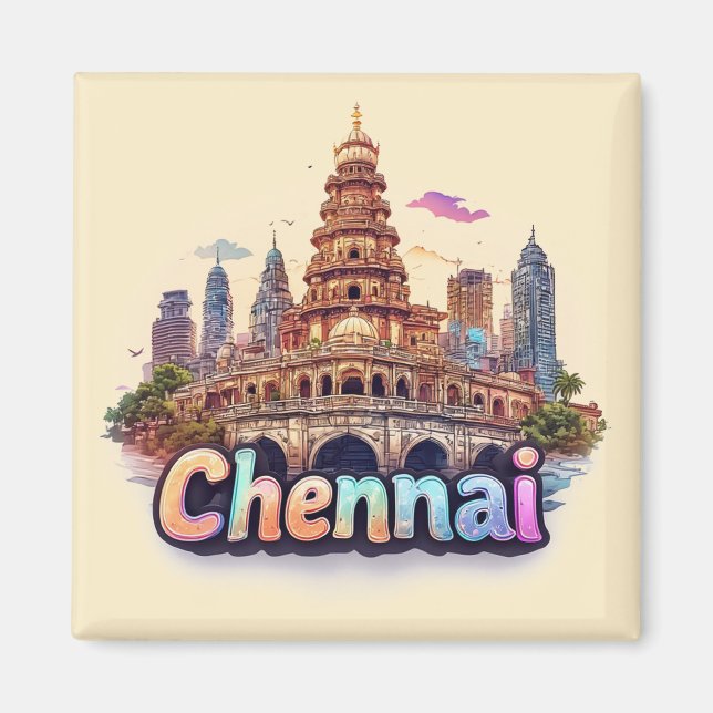 Chennai India Travel Design 🇮🇳 Magnet (Front)