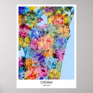 Chennai Tamil Nadu City Map Poster