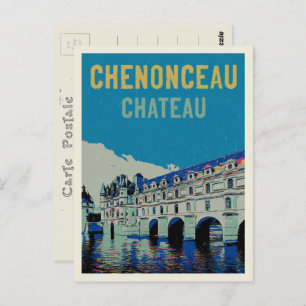 Chenonceau chateau original illustration France Po Postcard