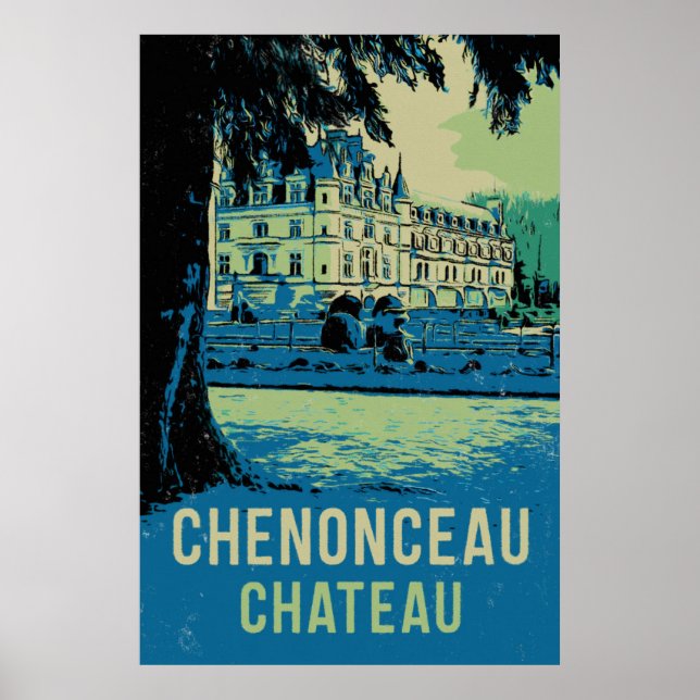 Chenonceau chateau original illustration France Poster (Front)