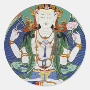 Chenrezig Deity of Compassion Classic Round Sticker