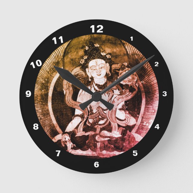 Chenrezing Buddha, Vintage Heruka, Tibet Himalayas Round Clock (Front)