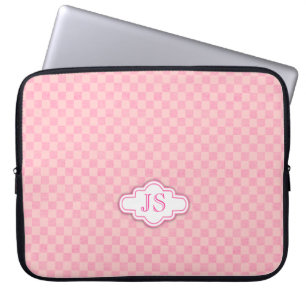 Chequer light pink monogram laptop case