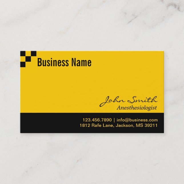 Chequerboard Anaesthesiologist Business Card (Front)