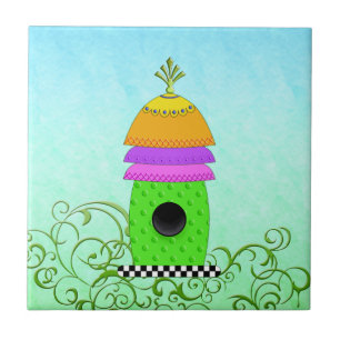 Chequerboard Base Birdhouse Tiles and Trivets