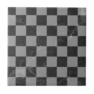 Chequerboard Black and Grey Squares Tile