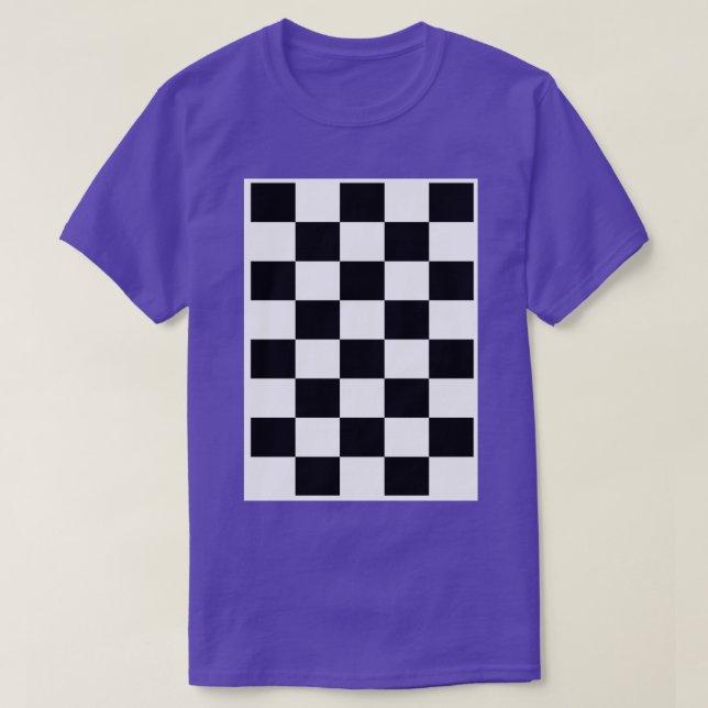 Chequerboard Black and White Checkers  T-Shirt (Design Front)