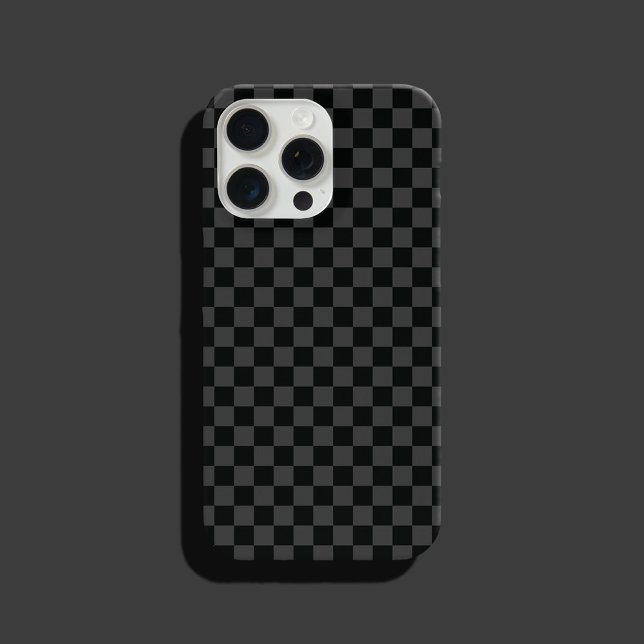 Chequerboard Black Grey Chequered Squares Check  iPhone Case (Creator Uploaded)