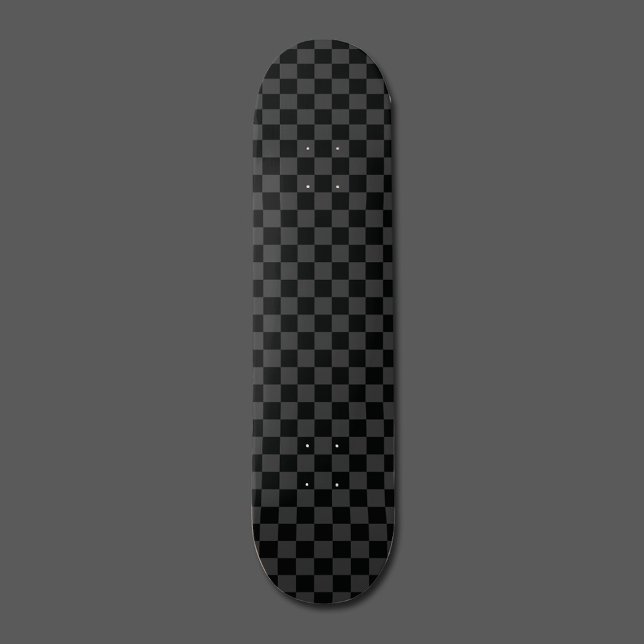 Chequerboard Black Grey Chequered Squares Check Skateboard (Creator Uploaded)