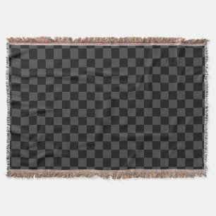 Chequerboard Black Grey Chequered Squares Check Throw Blanket