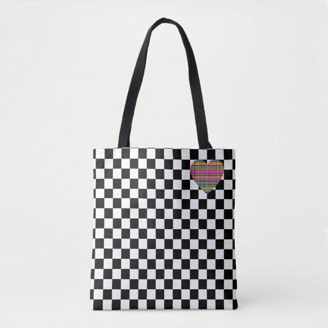 Chequerboard - Black White - Emo - Tote (Front)
