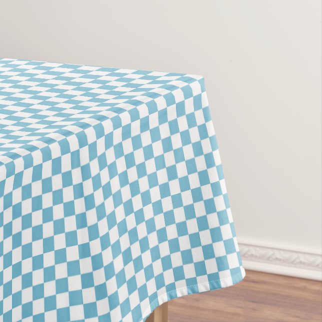 Chequerboard Blue White Tablecloth (In Situ)