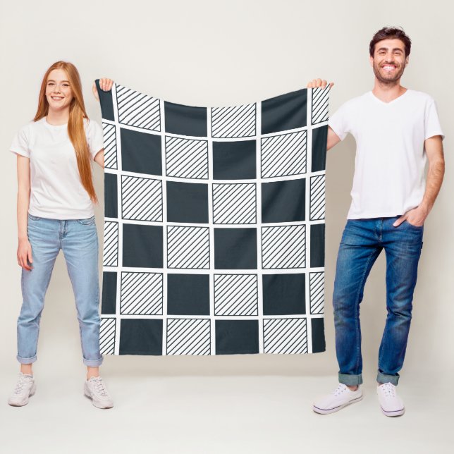 Chequerboard Checks Stripes Chequered Fleece Blanket (In Situ)
