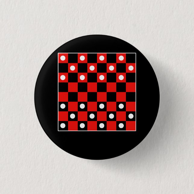 Chequerboard Chequered Board Games Black And Red H 3 Cm Round Badge (Front)