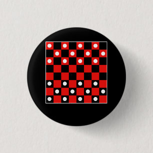 Chequerboard Chequered Board Games Black And Red H 3 Cm Round Badge