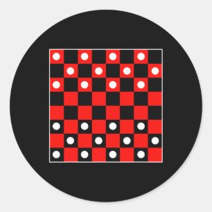 Chequerboard Chequered Board Games Black And Red H Classic Round Sticker