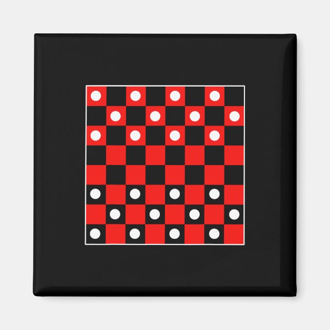 Chequerboard Chequered Board Games Black And Red H Magnet (Front)