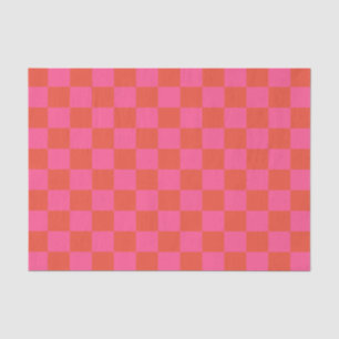 Chequerboard Chequered Pattern in Pink and Orange  Tissue Paper