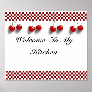Chequerboard Cherries Kitchen Print