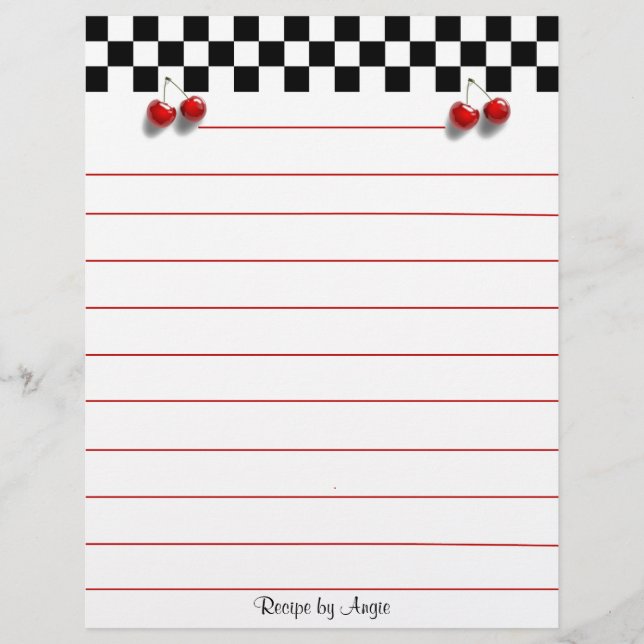 Chequerboard Cherries Recipe Paper (Front)