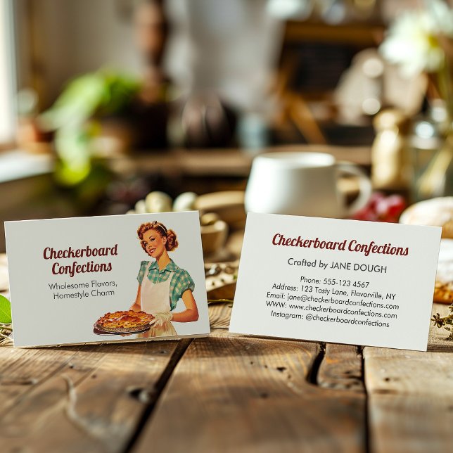 Chequerboard Confections Bakery Nostalgia Retro Business Card (Creator Uploaded)