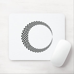 Chequerboard Crescent Moon Black and White Mouse Mat