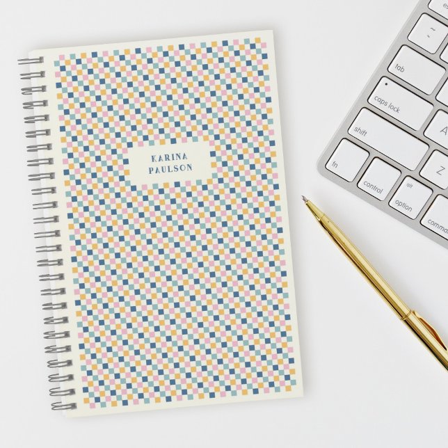 Chequerboard Frame Spiral-Bound Notebook - Blue (Creator Uploaded)