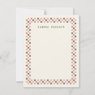 Chequerboard Frame Stationery Note Card - Green