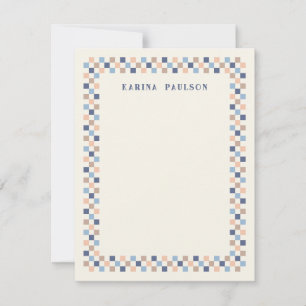 Chequerboard Frame Stationery Note Card - Navy