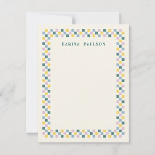 Chequerboard Frame Stationery Note Card - Teal