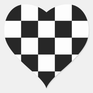 "Chequerboard" Heart Shaped Stickers