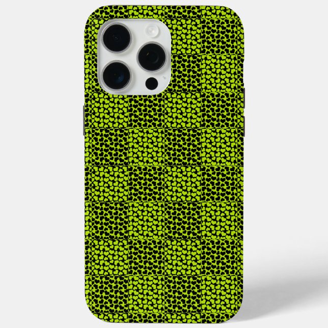 Chequerboard hearts pattern in Lime Green Case-Mate iPhone Case (Back)