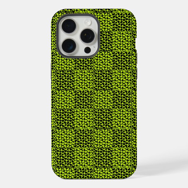 Chequerboard hearts pattern in Lime Green iPhone Case (Back)