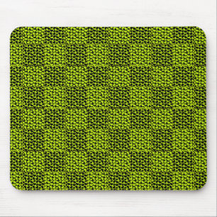 Chequerboard hearts pattern in Lime Green Mouse Mat