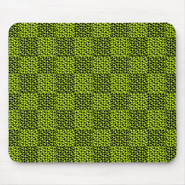 Chequerboard hearts pattern in Lime Green Mouse Mat (Front)