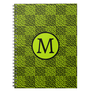 Chequerboard hearts pattern in Lime Green Notebook