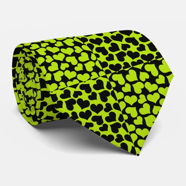 Chequerboard hearts pattern in Lime Green Tie (Rolled)