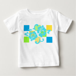 Chequerboard Hibiscus Hawaiian Floral Baby T-Shirt