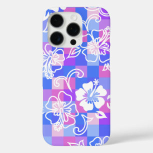 Chequerboard Hibiscus Hawaiian Floral Violet iPhone 16 Pro Case